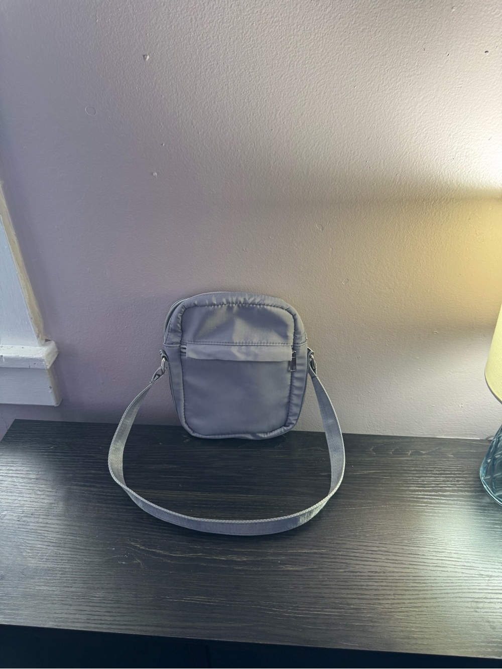 Compact Gray Crossbody Bag